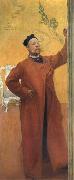 Carl Larsson In front of the mirror oil painting artist